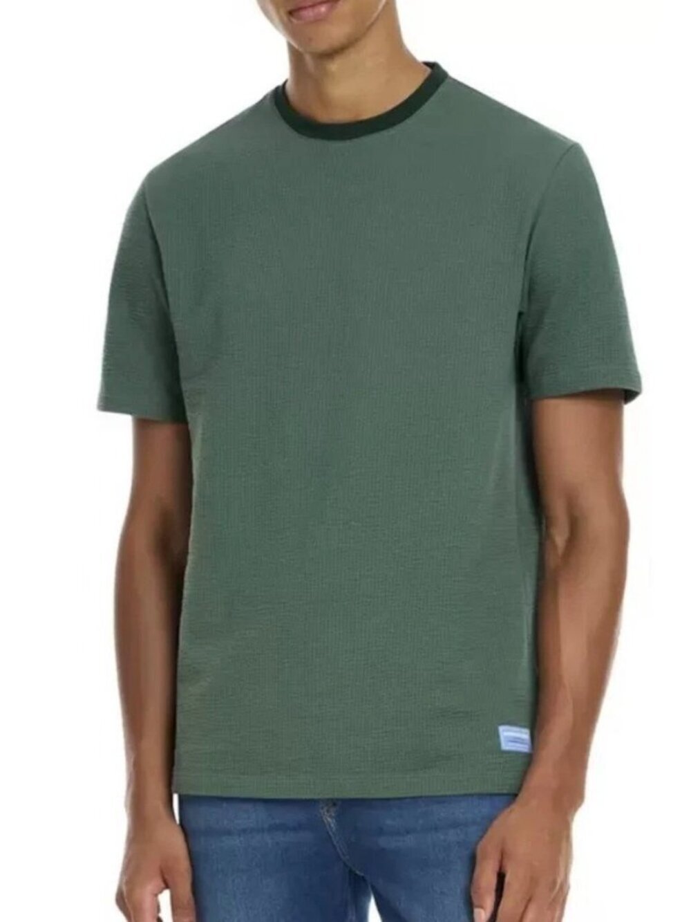 NWT Scotch & Soda Men's M Green Textured Crewneck T-Shirt 97% Cotton 3% Elastane